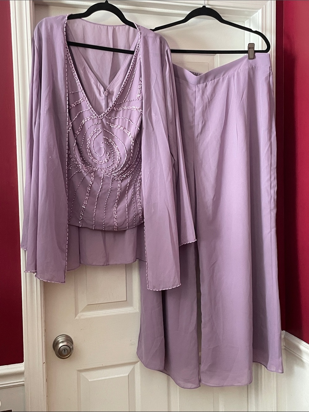 3 Piece Lavenderr Beaded Maxi Skirt Set - Womens Skirt